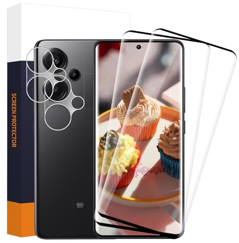 Carantee - Protector de pantalla para Xiaomi Redmi Note 13 Pro Plus 5G, 2+2 piezas de protección de la cámara, sin burbujas, dureza 9H, 3D cubierta total, HD Redmi Note 13 Pro Plus