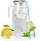1Pcs 1.6 Liter Caraffe Brocche Plastica con Coperchio e Manico in Acciaio Inox, Caraffa Acqua in Acrilico, Brocca Plastica Trasparente per Frigorifero, Infrangibile, Caraffa Plastica per tè Freddo