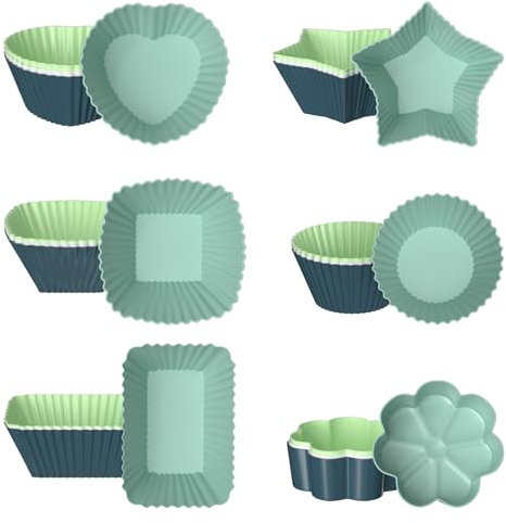 Elsrantor 24 Teglia Cupcake, Pirottini per Friggitrice ad Aria, Stampi Muffin in Silicone Dolci, Stampo Torte, Tortiera, Coppette Cupcake per Uova da Colazione, Budini, Focaccine, Riutilizzata