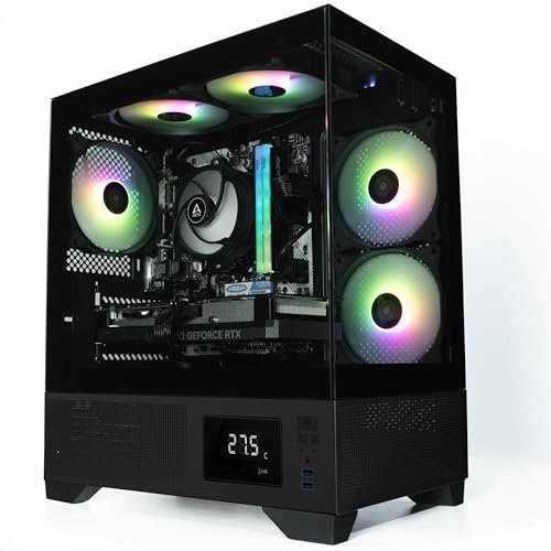 ionz Gaming PC - AMD Ryzen 5 5500, RTX 3050 6GB Graphics Card, Built in Temperature Monitor, 16GB RAM, 500GB SSD, Windows 11, 500W PSU - Aether Vision Black