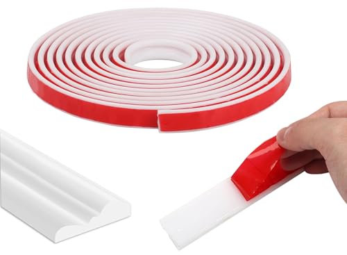 20 Ft x 0.9'' Wall Molding Trim, Peel and Stick Self-Adhesive Panel Moulding Chair Rail Molding Flexible DIY Wall Trim Home Decor on The Cabinet Door Mirror Frame Furniture (White, 6m x 2.2cm)