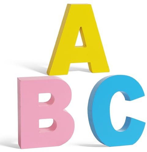 MEJOSER Einschulung Deko Tischdeko 12cm ABC für Schulkind Mädchen Junge Schulanfang Schulstart 1. Klasse Schultag Schriftzug Aufsteller