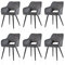 TUKAILAI Esszimmerstühle 6er Set aus Samt, Küchenstuhl Polsterstuhl mit Offener Rückenlehne,Armlehnen,Gepolstertem Sitz, Metallbeinen, Stühle für Wohnzimmer,Esszimmer,Küche (6, Grau)