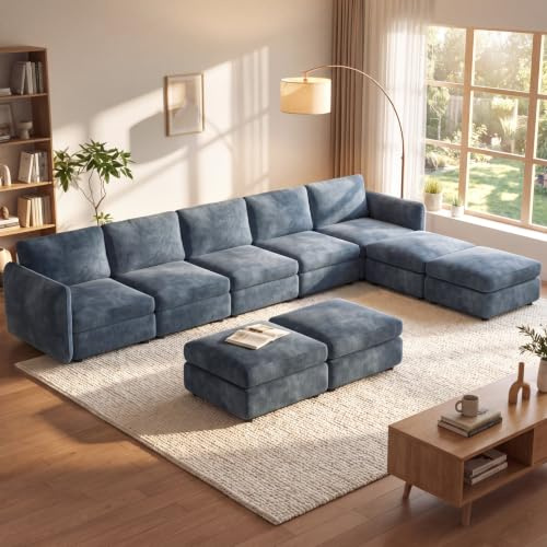Guyii Oversized 9-Piece Sectional Sofa, Modern 9-Seater Sofa with Storage Ottoman, Modular L Shaped Couch, Convertible Sectional Sleeper Sofa for Living Room, Home