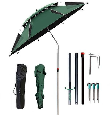 Sombrilla de Playa Ø 160 cm,Giratoria 360°,Paraguas Playa Plegable con Bolsa de Transporte,Sombrilla de Playa,Resistente al Viento,Estable,Protección Solar UV 50 con Estaca,para Balcón,Jardín,Terraza