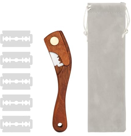 WAMEITF Bread Lame Cutter with Knife Sheath, Bread Scoring Knife with Ergonomic Wood Handle & Replaceable 5 Blades, Stainless Steel Baking Dough Cutter for Bakers Pastries