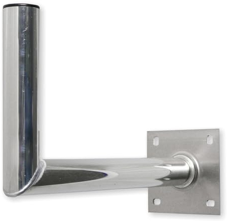 Koscom Wandhalterung Alu Abstand 45 cm I Wandhalter Satellitenschüssel | bis zu 90cm Durchmesser & Wetterstationen I Alurohr Durchmesser 50 mm I Winkel Wandhalterung für Sat Antenne