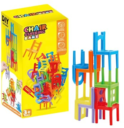 Stapelbare Spiel Auf Stühlen, Interaktives Bauspielzeug, Lustiges Balance-Set Mit Farbigen Teilen, Tisch Für Feste Mit Familienfreunden, Spielzeug Für Die Entwicklung Von