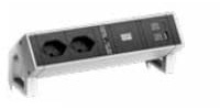 Bachmann DESK2 2xCH 1xUSB C 60W 1xCM 0,2m GST18 INOX Desk 2, 0.1, W125899721 (0,2m GST18 INOX Desk 2, 0.1 m, 2 AC Outlet(s), Indoor, Stainless Steel, Black, White, 1 pc(s))