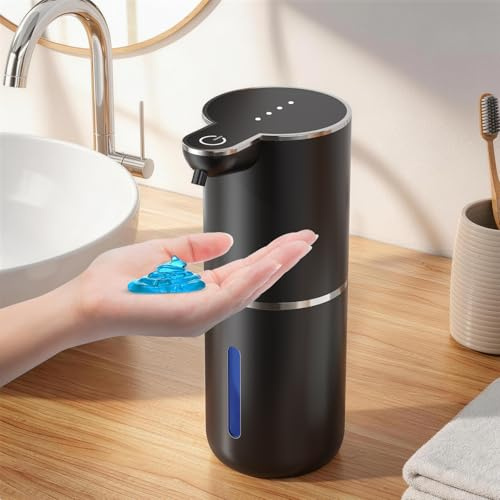 Fachixy Seifenspender Automatisch, Berührungslos, 3 Monate Akkulaufzeit | 380ml, 4-Stufig Einstellbar, Wandmontage, 1200mAh, USB Wiederaufladbar, IPX5 Flüssigseifenspender für Bad, Küche, Mattschwarz