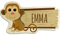 printplanet Türschild aus Holz mit Namen Emma - Motiv AFFE - Namensschild, Holzschild, Kinderzimmer-Schild