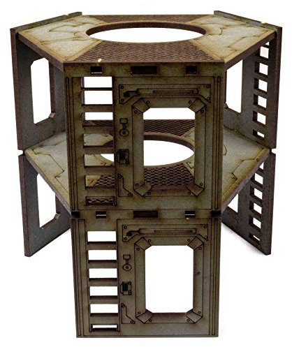 War World Gaming Industry of War Zentraler Turm Vorbemalt - 28mm Sci-Fi Industriell Tabletop Wargame Gelände Modellbau Diorama Schlachtfeld Wargaming RPG
