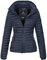 MARIKOO Damen Jacke Steppjacke Übergangsjacke mit Kapuze gesteppt B600 [B600-Samt-Blau-Gr.M]