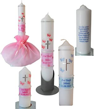 Taufkerze/Kommunionkerze,Geburtstagskerze,Kerzenrock mit Perlen- Name,Datum**Junge Mädchen