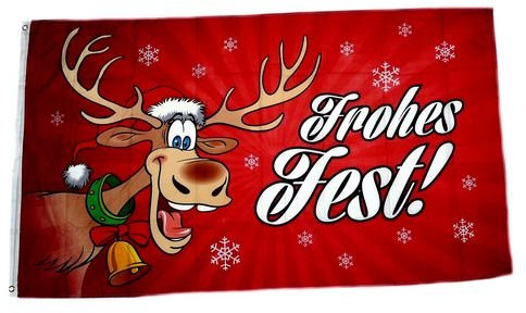 Fahne/Flagge Frohes Fest Elch Weihnachten rot 60 x 90 cm