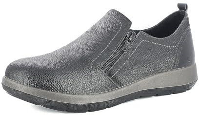 inblu PantoSCARPE Mocassini Donna con Cerniera Ecopelle, Scarpe Comode con Plantare Estraibile, 35/41, Nero, 38 EU