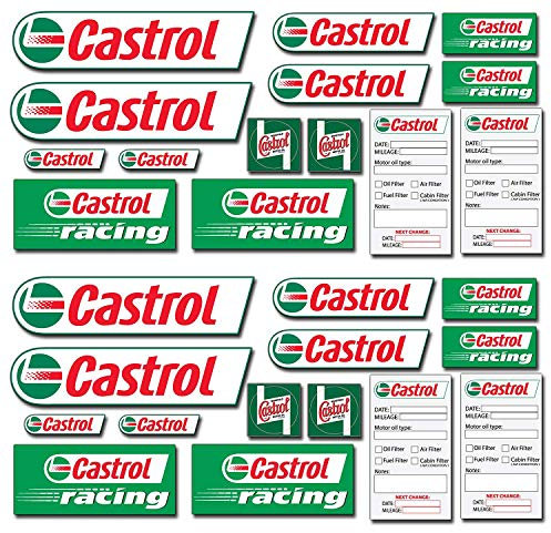 Embroidery King Europe Aufkleber Set Motorrad Auto Motorsport Rally Moto GP Race Moto GP TT - 28 Sticker Castrol