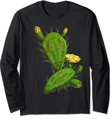 Vintage Botanische Kaktus Opuntia Sukkulente Pflanze Langarmshirt