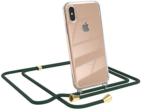 EAZY CASE Handykette kompatibel mit iPhone XS Max Handyhülle mit Umhängeband, Handykordel mit Schutzhülle, Silikonhülle, Hülle mit Band, Stylische Kette für Smartphones, Grün