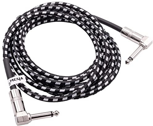 vhbw 3m Câble de guitare Jack AUX 6,35mm compatible avec tous les appareils ayant une interface audio - Câble audio Jack 6,35 mm, coudé, tressé