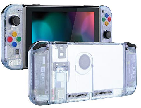 eXtremeRate Back Plate for Nintendo Switch Console, NS Joy con Handheld Controller Housing with Colorful Buttons, DIY Replacement Shell for Nintendo Switch - Glacier Blue