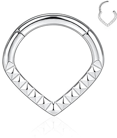 16G Teardrop Lila Opal Nase Hoop Daith Schmuck Septum Ring Helix Clicker Nasenringe Silber 316L Chirurgischer Stahl Klappsegment 8mm Knorpel Ohrringe Hoop Daith Tragus Turm Muschel Piercing Schmuck