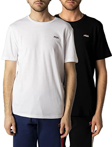 FILA Herren Brod Thee/Dubbel Pack T Shirt, Bright White-black Beauty, XL EU