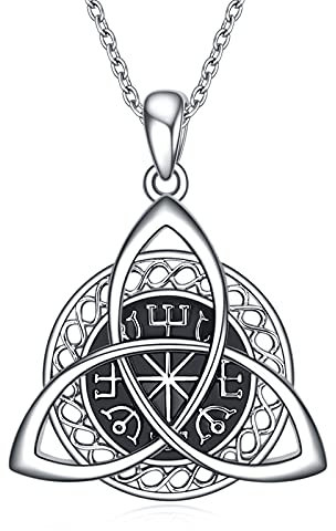 YAFEINI Wikinger Schmuck Kette für Damen Silber 925 Keltischer Knoten Kette Wikinger Halskette Runen Schmuck für Herren