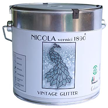 NICOLA VERNICI Vernice Decorativa della Linea Vintage, a Base di Acqua, Made in Italy, Glitter - Formato da 2,5 lt