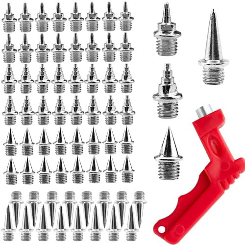SHUIYUE 64 Picos de Repuesto para Correr Con Wrenc, 4 Modelos de 16 Cada Uno (Corto/Largo/Torre/Puntiagudo), para Zapatos de Pista y Deportivos de Sprint