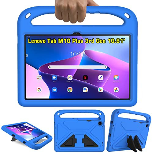 GOZOPO Niños Funda para Lenovo Tab M10 Plus 3rd Gen 10,6 Pulgadas, Soporte Función con asa a Prueba de Golpes Funda (NO para Lenovo Tab M10 Plus 10,3 Pulgadas) -Azul
