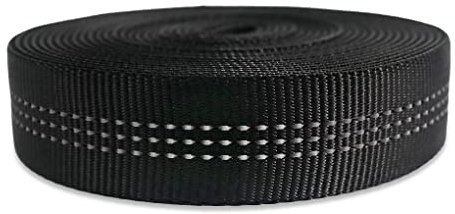 NewDoar UIAA & CE-Zertifiziert 1-Zoll-Nylon-Schlauch-Gurtband/Schlauch-Klettergurt – strapazierfähiger Gurt für Rettung, Klettern, Gurte, Felsarbeiten und Brandbekämpfung (Schwarz 1 Zoll 10 Yard)