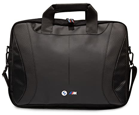 CG MOBILE BMW Computertasche aus PU-Leder mit Carbonkanten und perforierten Streifen, 38,1 cm (15 Zoll), kompatibel mit MacBook Intel® UHD Grafik/Windows/HP/Value Top Load Bag/Arbeit, Schule usw