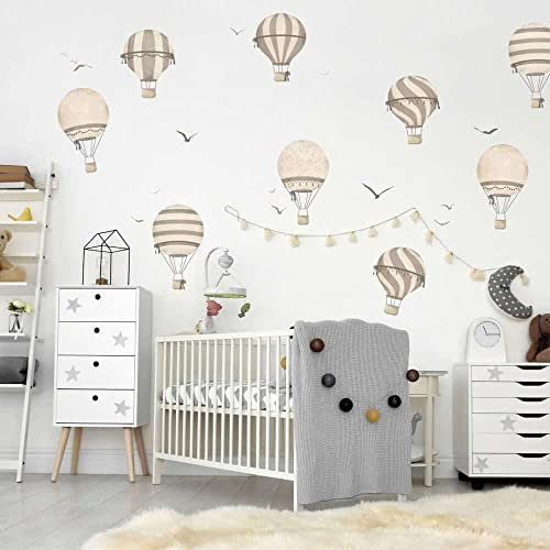 INSPIO Wandtattoo Luftballon Sticker in braunen Farben Wandaufkleber Heißluftballons Kinderzimmer Babyzimmer Mädchen Junge Dekoration
