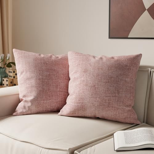 Encasa XO Chenille Kissenbezüge Set von 2 | Polieren - (20x20) (50x50 cm) | Dekorative Akzent Quadratische Wurfkissenbezüge Für Couch, Heimdekoration, Sofa