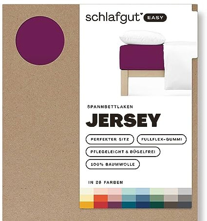 Schlafgut Easy Jersey Spannbettlaken 90x190 bis 100x200 Purple Deep, Spannbetttuch aus 100% Baumwolle
