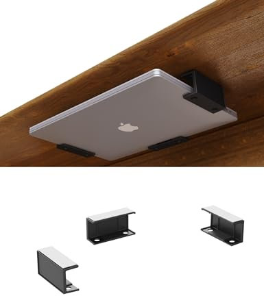 NOTMBESTM Under Desk Laptop Holder MacBook Drawer Mount for Keyboard & Small Devices Also Fit for Cable Box Wall Mount Tray Organizer Like Routers, Modems, Network Switch (Black)