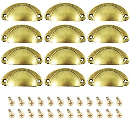CEEYSEE YLSHUG - 12 tiradores para muebles de 81 mm x 35 mm - Pomos para muebles vintage de cocina o cajones. Semicírculo. Tiradores con tornillos para puertas de armario