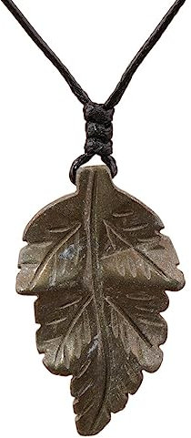 HXSCOO Blattform Edelsteine ​​Stein Anhänger Halskette for Frauen Quarz Kristall Leder Halskette Luxus Geburtstag Hochzeit handgemachte Schmuck Geschenke (Color : Iron Pyrite)