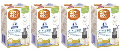ZEN'SECT Lot de 4 recharges liquides Citronnelle 0% Insecticide 45 Nuits