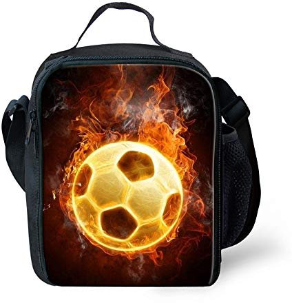 Aotximlat Bolsa de almuerzo aislada para niños, lonchera reutilizable con estampado de fútbol personalizado