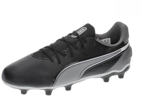 PUMA Unisex Kinder King Match Fg/Ag Jr Soccer Shoe, Puma Black Puma White Cool Dark Gray, 38 EU