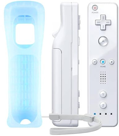 Mupmod Telecomando Bluetooth di ricambio, con custodia in silicone e cinturino da polso, per Nvidia Shield, Nintendo Wii e Wii U (bianco)