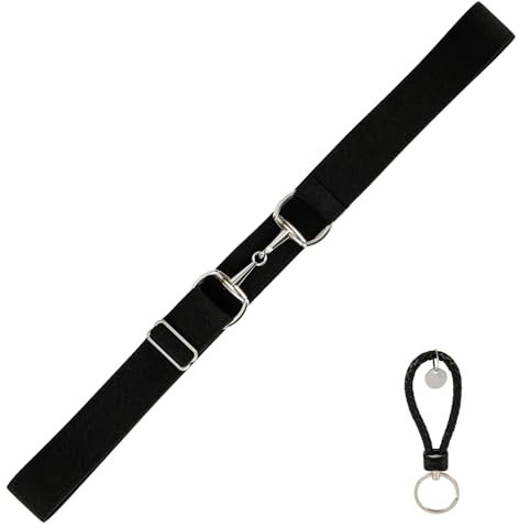 NQEUEPN Elastisch Reitgürtel, Verstellbar Reitgürtel Damen Reitgürtel mit Bauchgurtschnalle und Schlüsselband REIT Ausrüstung für den Reitsport (Schwarz)