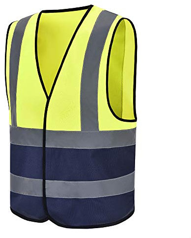 AYKRM Sicherheitsweste Warnweste Reflektierendes WarnschutzWeste Warnweste mit Reflektorstreifen Arbeitsweste Gelb&Marine