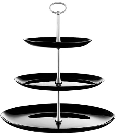 AMBITION Etagere 3 stöckig schwarz rund Valencia ⌀32 cm Glas Servierständer Edelstahl für Obst Kuchen Cupcakes