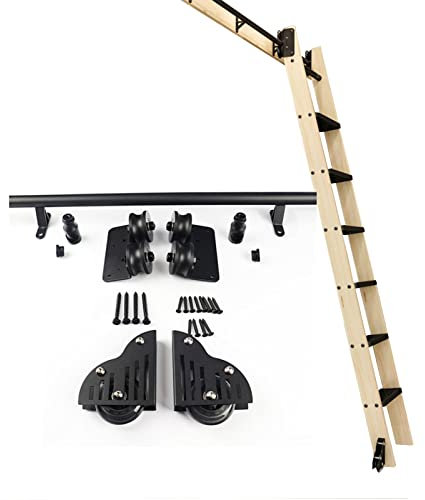FUYAO Library Ladder Hardware Kit Sliding Door Kit Rolling Library Ladder - 3.3ft-20ft Sliding Rail Track Set For Cabinets & Warehouses - track roller Included (No Ladder)
