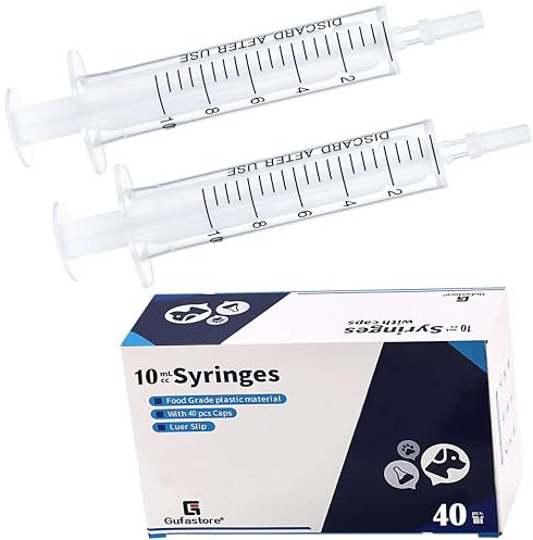Gufastoe 40pcs 10ml Spritzen mit Kappen ohne Gummistopper in für Industrie Labor Haustier Fütterung