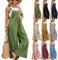 BAWUTZ Latzhose Damen Weite Bein Schlag, Mit Tasche Loose Fit Baggy Playsuits Sommer Lang Hosen Baggy Jumpsuits Frauen Lose Lätzchen Overall mit Verstellbaren (Gras Grün,M)