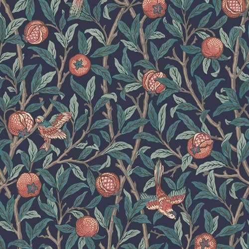 WILLIAM MORRIS AT HOME Bird & Pomegranate Navy Blue Wallpaper | Paste The Wall | Navy Floral | Eco-Friendly